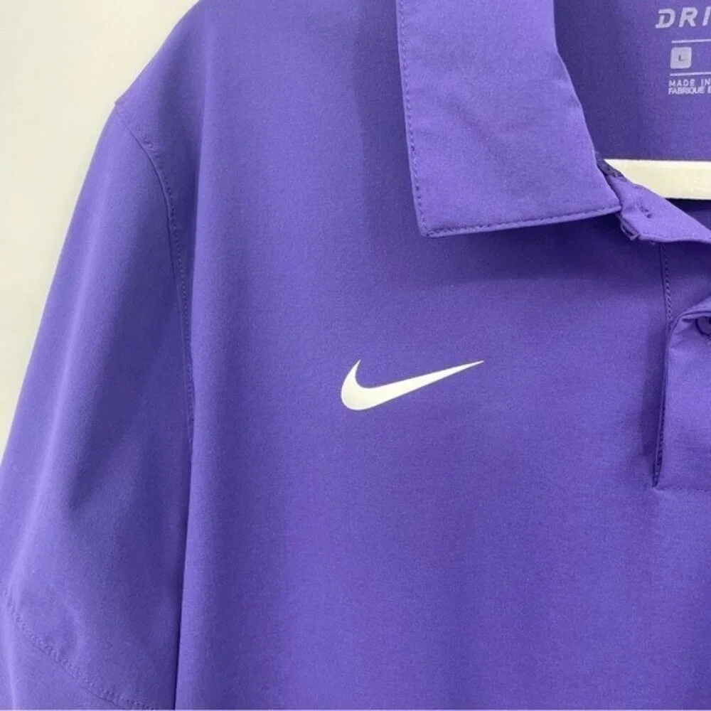 TCU HORNED FROGS NIKE DRY Polo Shirt Sz L Purple Dri-Fit On Field‎ CQ5283